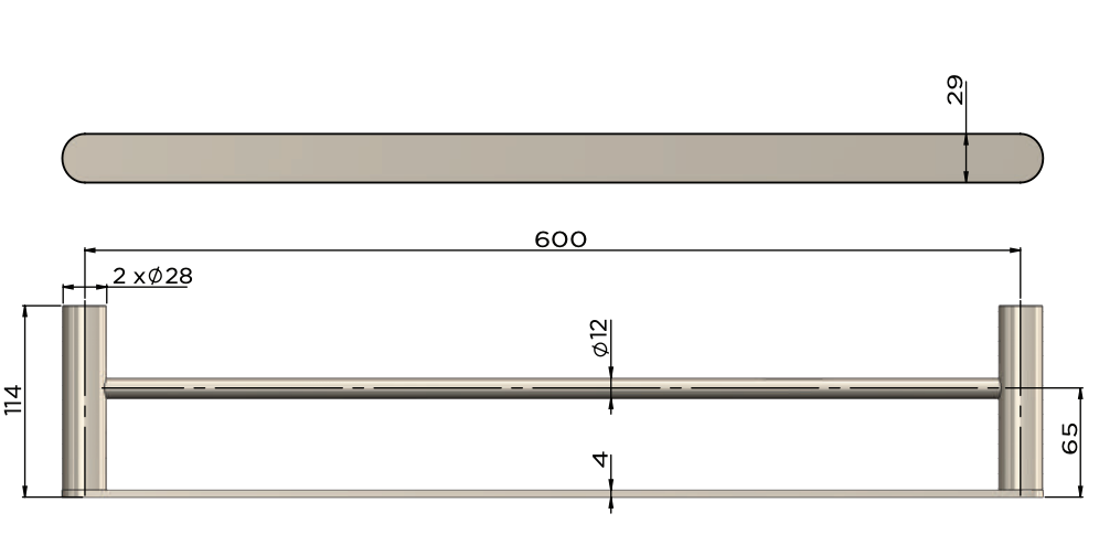 Meir Curvaé Double Towel Rail 600mm PVD Tiger Bronze Finish