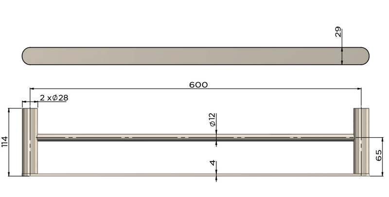 Meir Curvaé Double Towel Rail 600mm PVD Tiger Bronze Finish