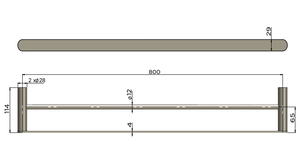 Meir Curvaé Double Towel Rail 800mm PVD Brushed Nickel