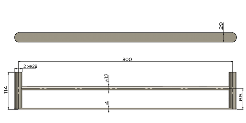 Meir Curvaé Double Towel Rail 800mm PVD Lustre Bronze
