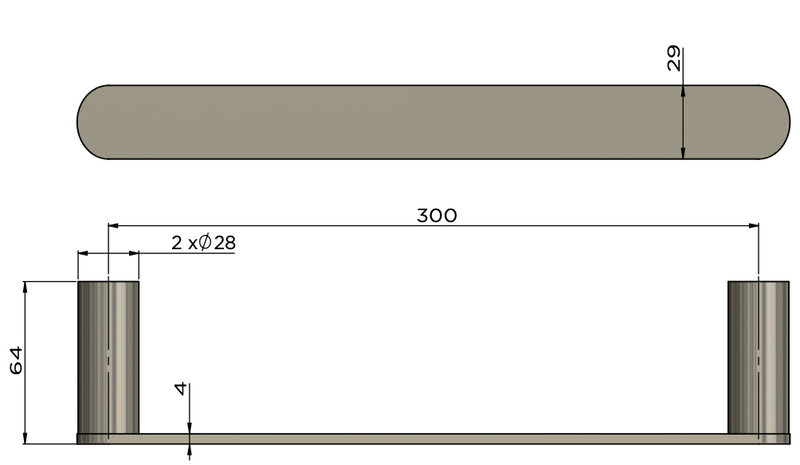 Meir Curvaé Single Towel Rail 300mm PVD Brushed Nickel