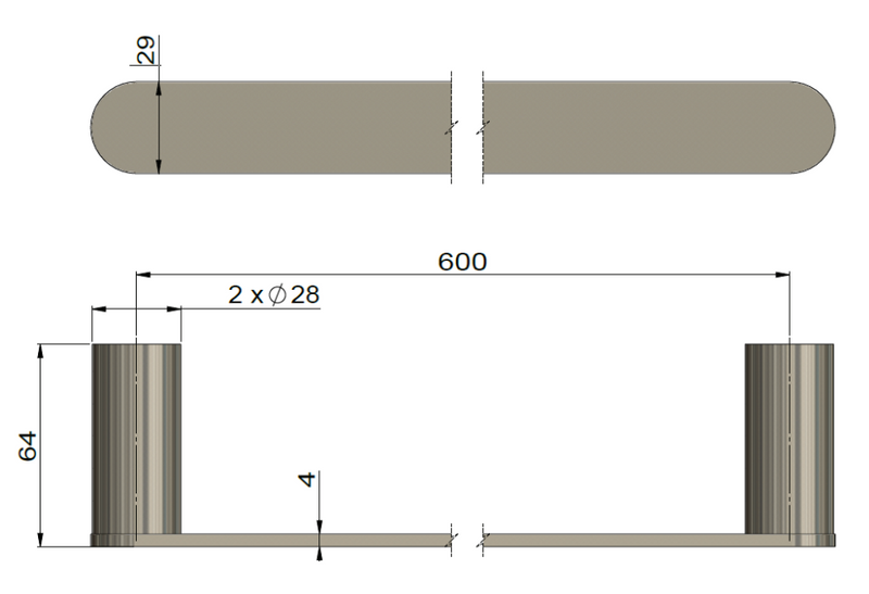 Meir Curvaé Single Towel Rail 600mm Gunmetal