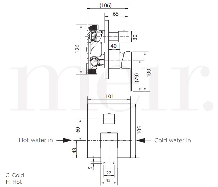 Meir Square Diverter Mixer Matte Black