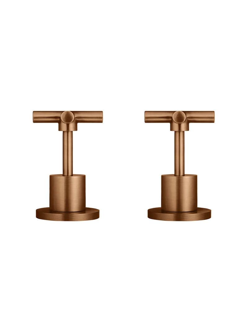 Meir Round Cross Handle Jumper Valve Wall Top Assemblies, Lustre Bronze