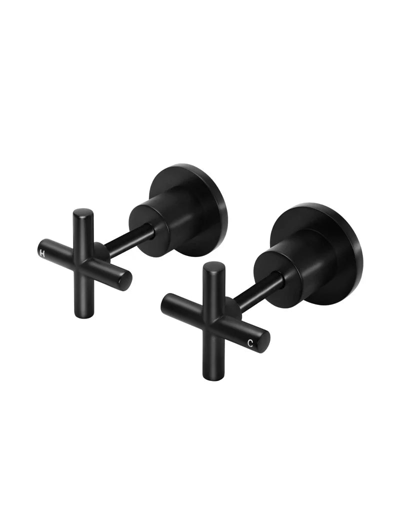 Meir Round Cross Jumper Valve Wall Top Assemblies Matte Black