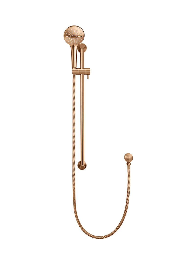 Meir Round Three Function Hand Shower on Rail Column, Lustre Bronze