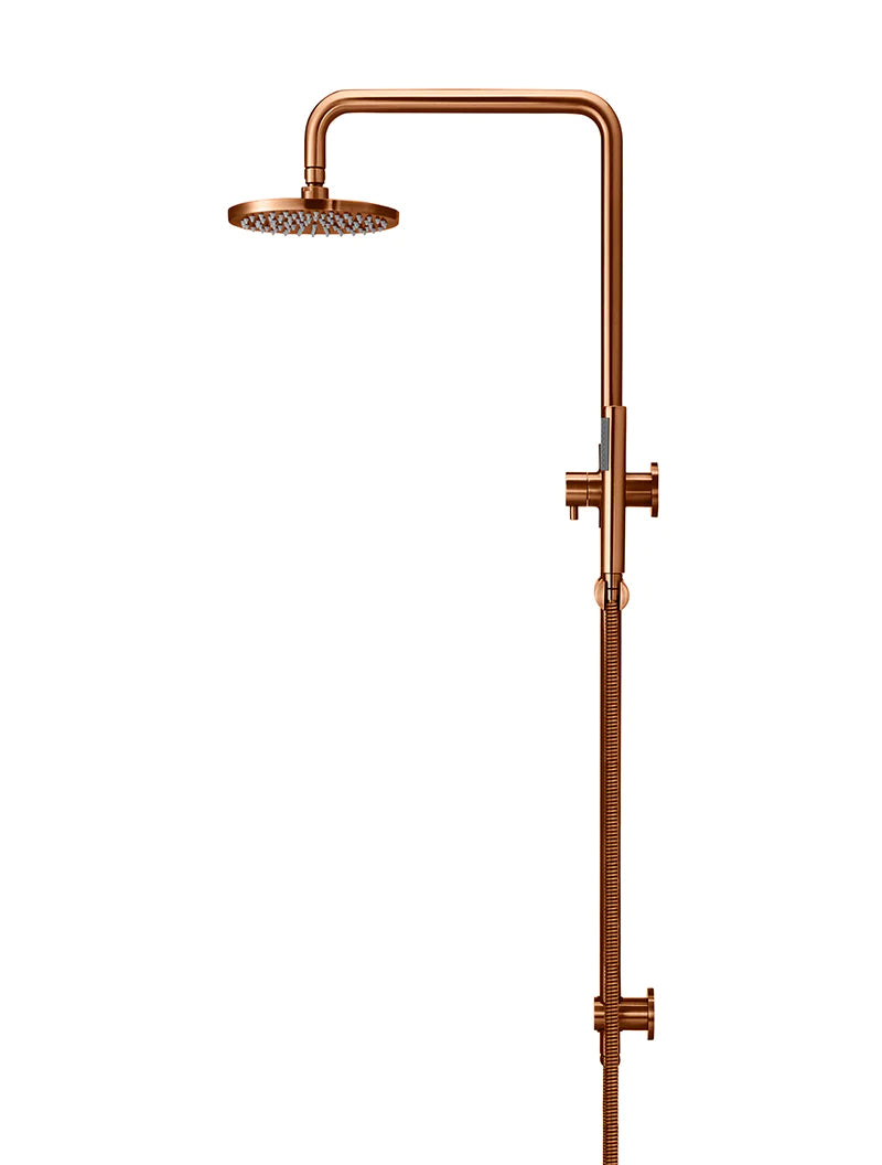 Meir Round Combination Shower Rail with 200mm Rose, Single-Function Hand Shower, Lustre Bronze