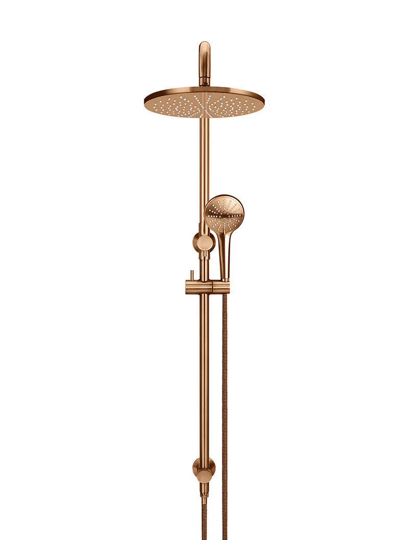 Meir Round Combination Shower Rail with 300mm Rose, Three-Function Hand Shower, Lustre Bronze