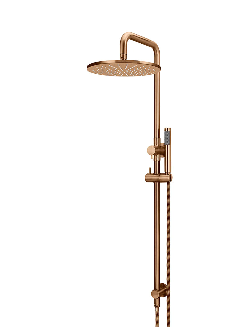 Meir Round Combination Shower Rail with 300mm Rose, Single-Function Hand Shower, Lustre Bronze