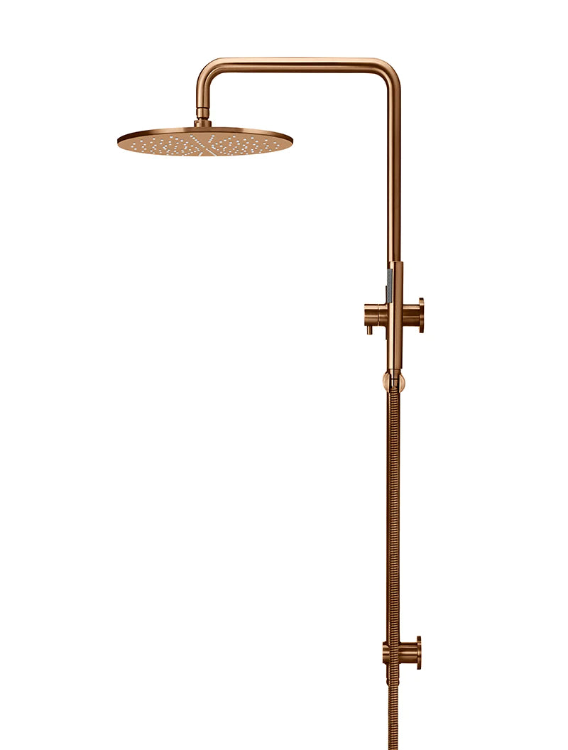 Meir Round Combination Shower Rail with 300mm Rose, Single-Function Hand Shower, Lustre Bronze