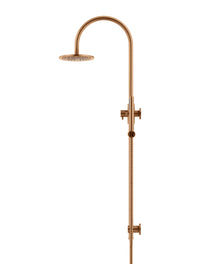 Meir Round Gooseneck Shower Set with 200mm Rose, Single-Function Hand Shower - Brushed Bronze (Lustre Bronze)