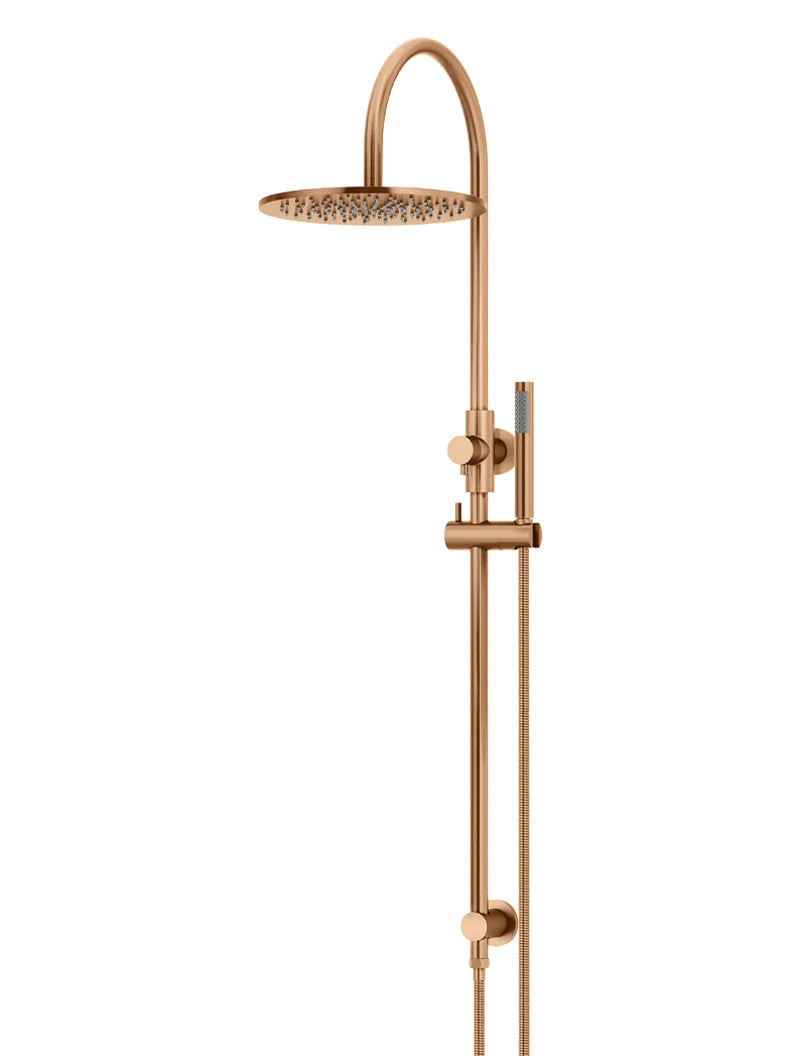 Meir Round Gooseneck Shower Set with 300mm Rose, Single-Function Hand Shower, Lustre Bronze