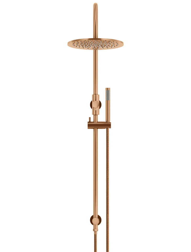 Meir Round Gooseneck Shower Set with 300mm Rose, Single-Function Hand Shower, Lustre Bronze