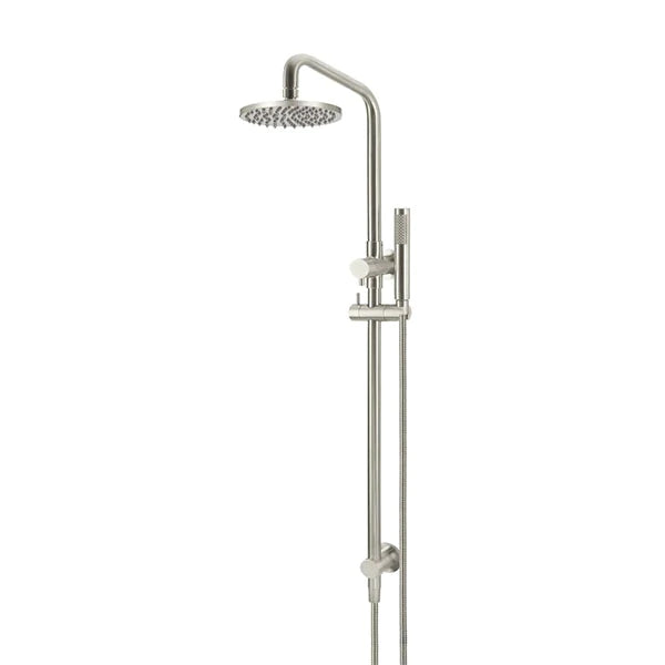 Meir 2 in 1 Twin Round Combination Shower Rail 200mm Rose & Hand Shower Brushed Nickel