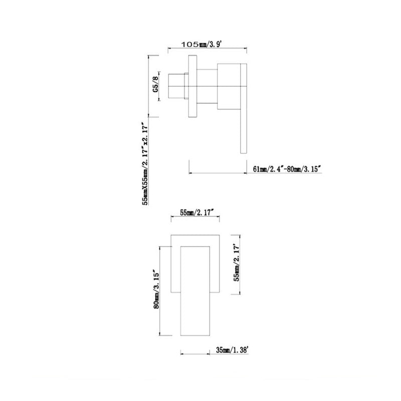Ottimo Nero Black Shower Wall Taps