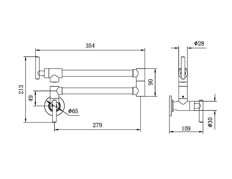 Nero Zen 316L Stainless Steel Pot Filler Graphite