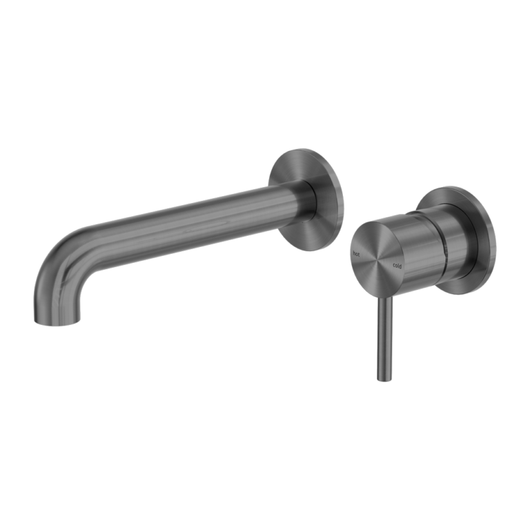 Nero Zen SS316L 185mm Wall Basin/Bath Mixer Separate Back Plate Spout Graphite