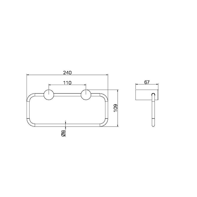Nero Zen SS316L Hand Towel Ring Brushed Nickel