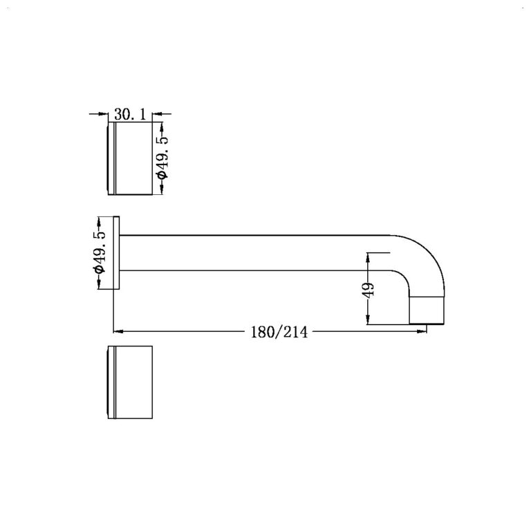Nero Kara Wall Basin Set Black 180mm Spout Matte Black