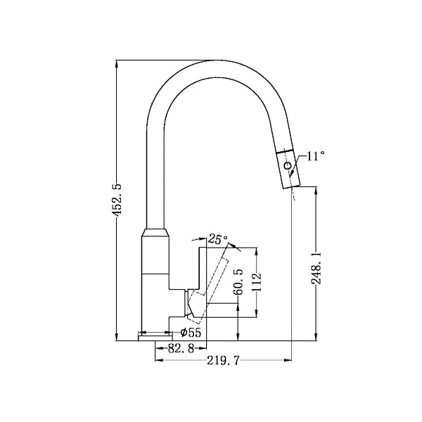 Nero Pearl Pull Out Sink Mixer with Vegie Spray Gun Metal
