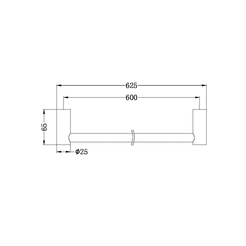 Nero New Mecca Single Towel Rail 600mm Brushed Nickel