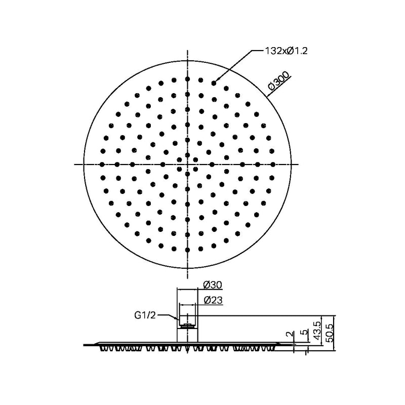 Nero Zen SS316L 300mm Round Shower Head Graphite