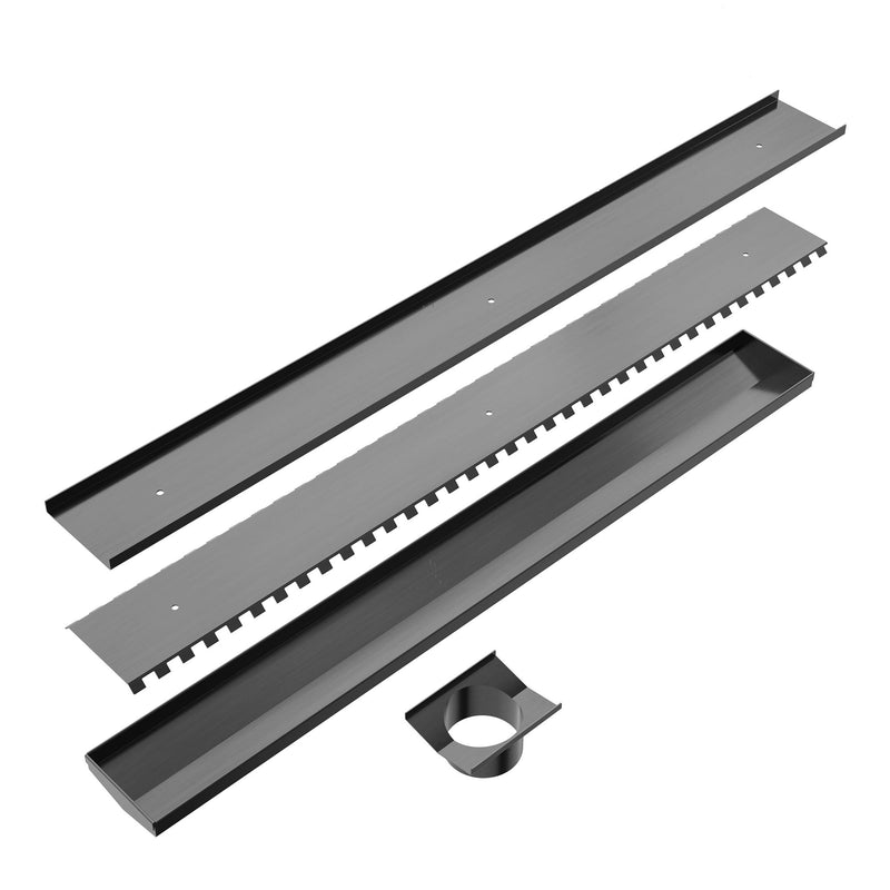 Nero TILE INSERT V CHANNEL FLOOR GRATE 89MM OUTLET Gunmetal Grey
