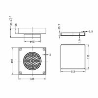 Nero 130mm Square Tile Insert Floor Waste 80mm Outlet - Matte Black