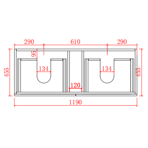 Stella PVC 1200 Oak Wall Hung Vanity Double Bowl