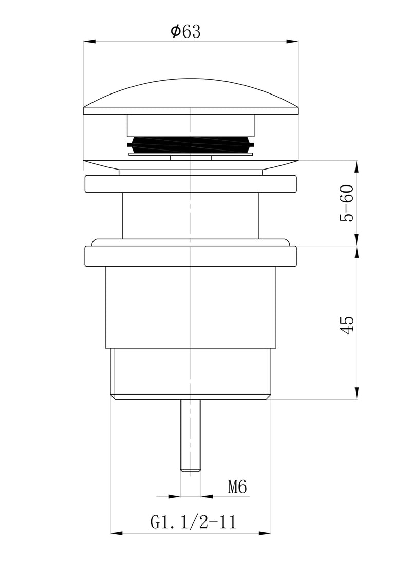 Ovia Universal Basin Pop Up Waste Matte Black