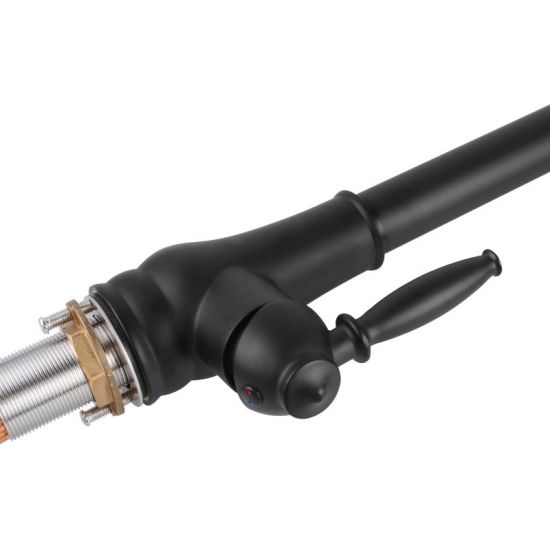 Aquaperla Euro Round Electroplated Black Vintage 360° Swivel Pull Out Kitchen Sink Mixer Tap Solid Brass