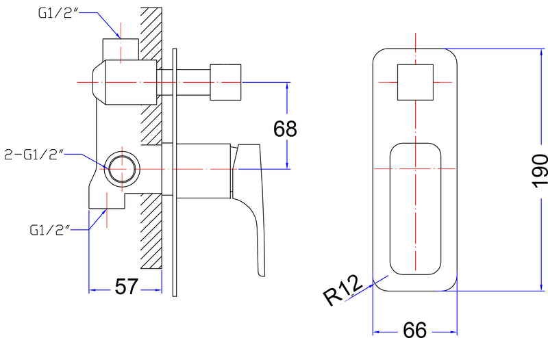 Eden Soft Square Diverter Mixer Chrome