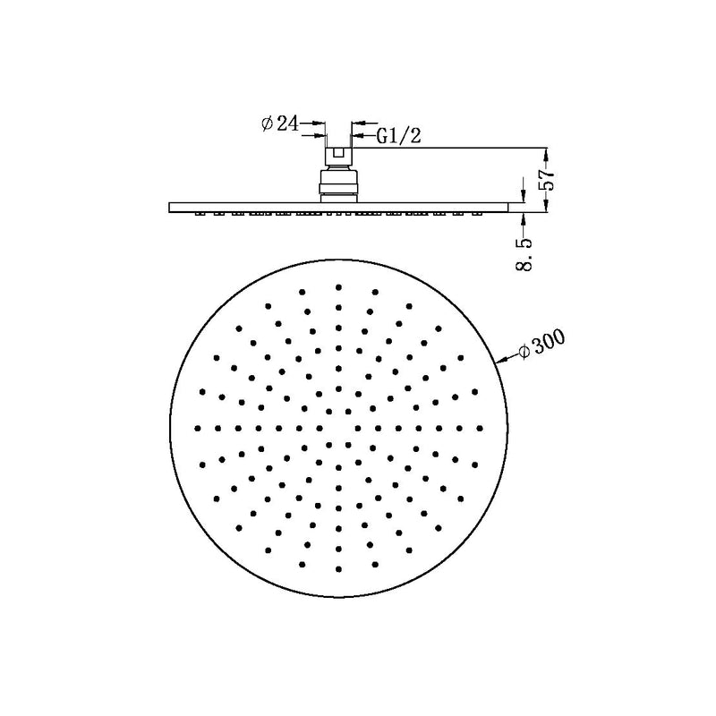 Nero 300mm Round Shower Head Gun Metal