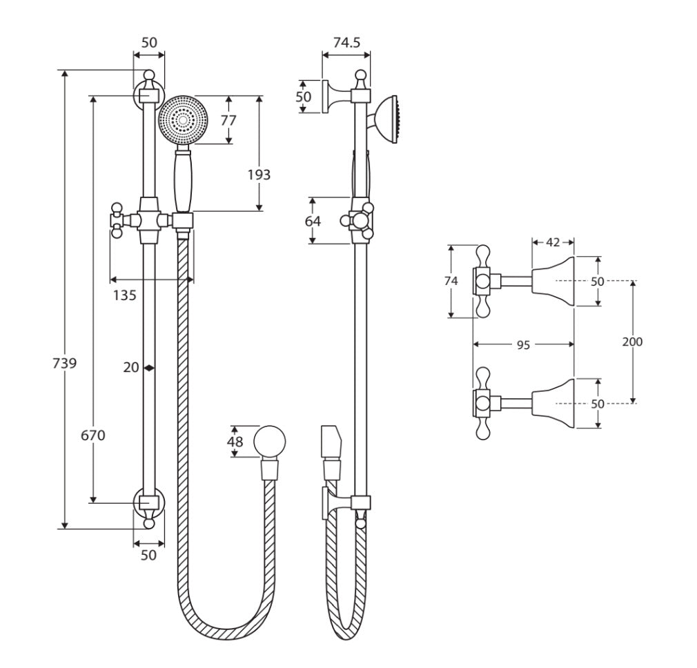 Fienza Lillian Rail Shower Set, Urban Brass