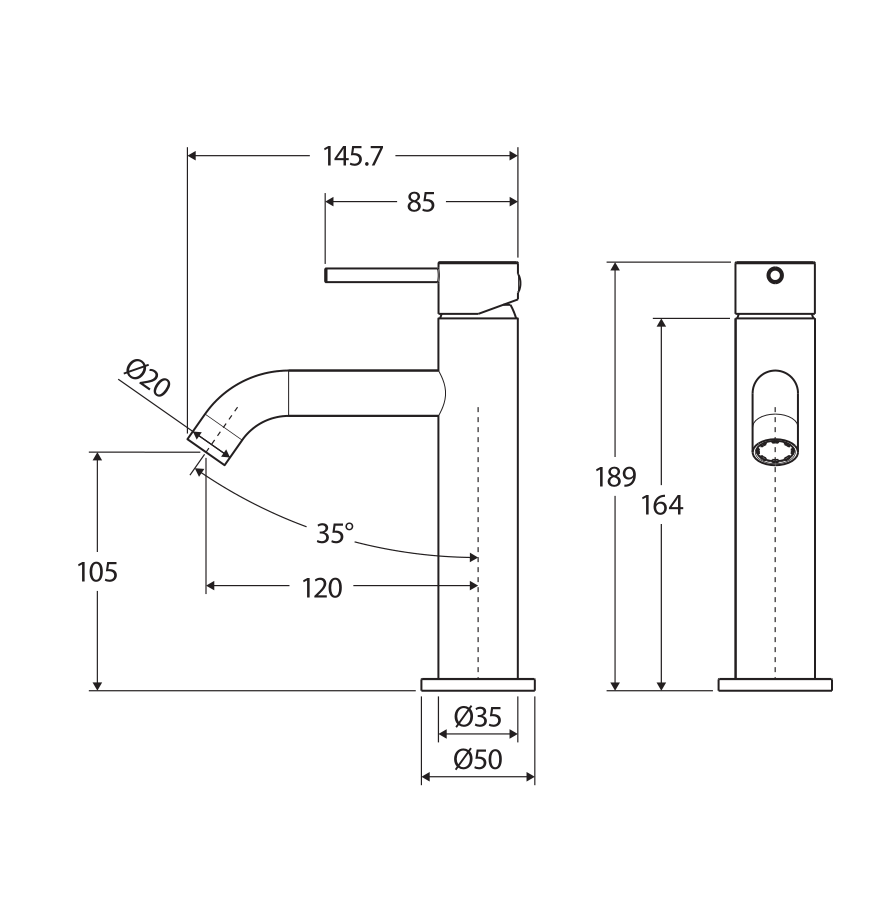 Fienza Kaya Basin Mixer Matte Black