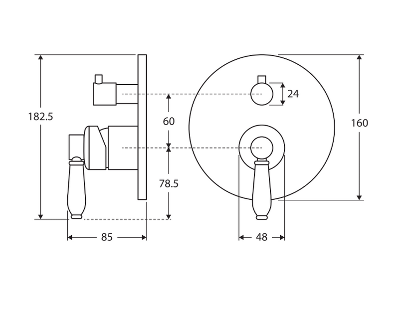 Eleanor Wall Diverter Mixer, Urban Brass / Ceramic
