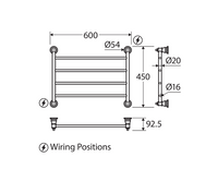 Fienza Lillian Heated Towel Rail, 600 x 458mm - Matte Black