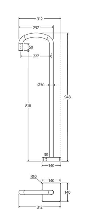 Fienza Tono Floor Mounted Bath Outlet Urban Brass