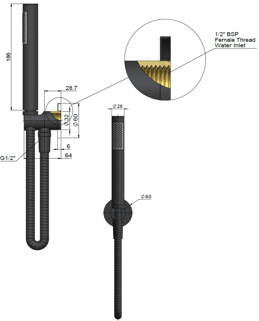 Meir Round Hand Shower on Bracket Champagne