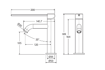 Fienza Kaya Disabled DDA Care Basin Mixer Urban Brass