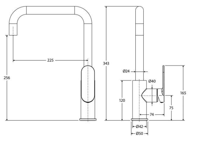 Fienza Empire Slim Sink Mixer Matte Black