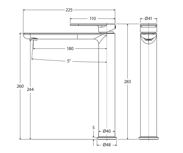 Fienza Empire Slim Cold Start Tall Basin Mixer Brushed Nickel