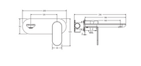 Fienza Empire Slim Basin/Bath Wall Mixer Set, Oval Plate, 200mm Outlet - Brushed Nickel