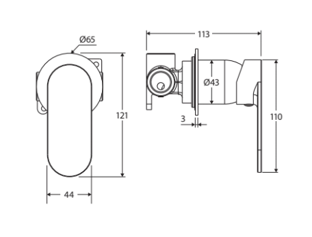 Fienza Empire Slim Wall Mixer, Round Plate Chrome