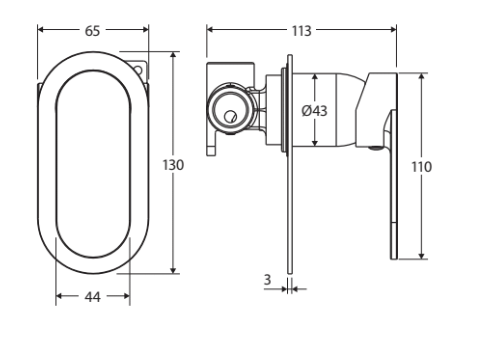 Fienza Empire Slim Wall Mixer, Oval Plate Brushed Nickel