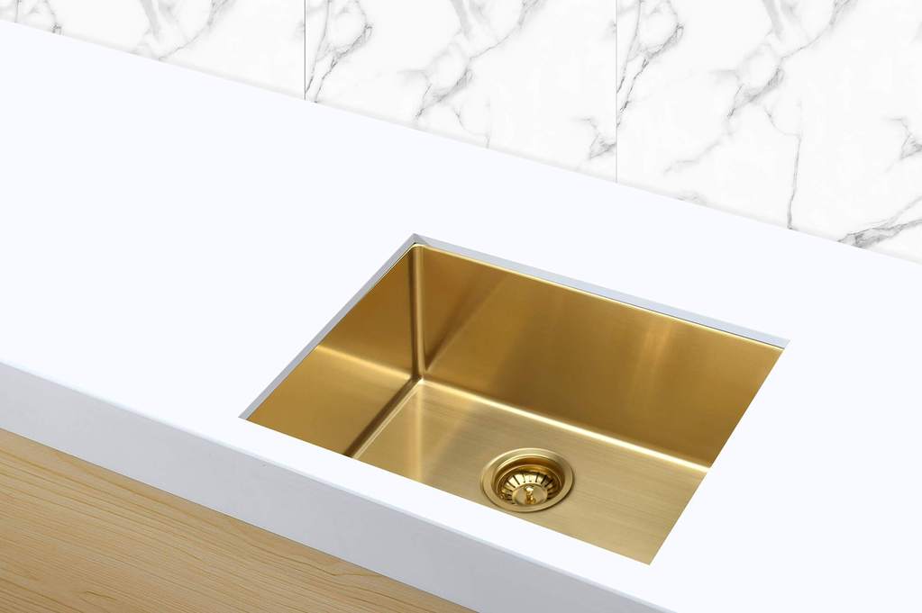 Meir Single Bowl PVD Kitchen Sink 380mm x 440mm - Brushed Bronze Gold