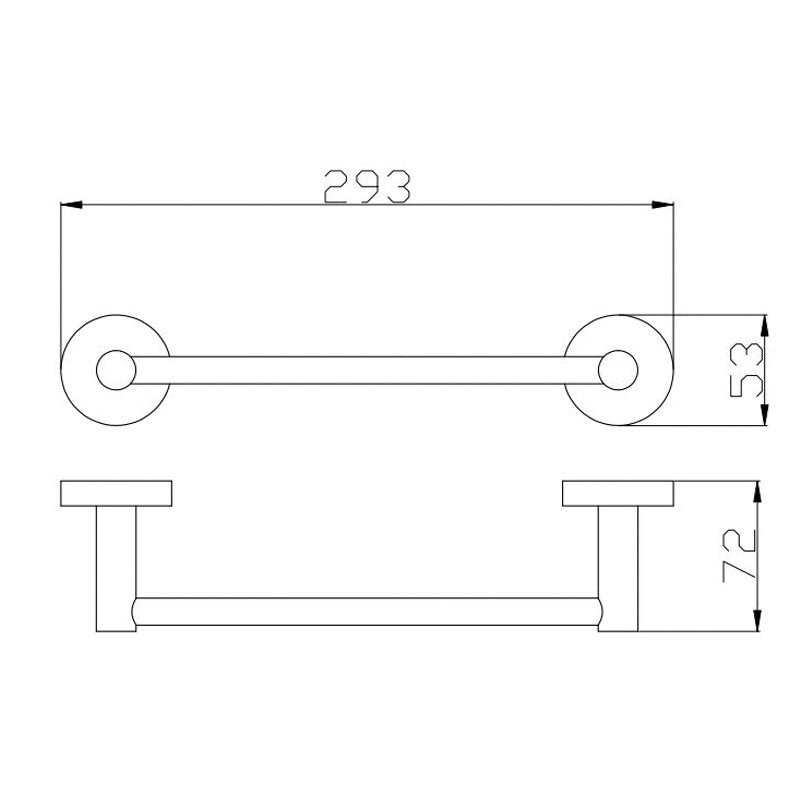Ovia Round Black Single Towel Rack Rail 300mm