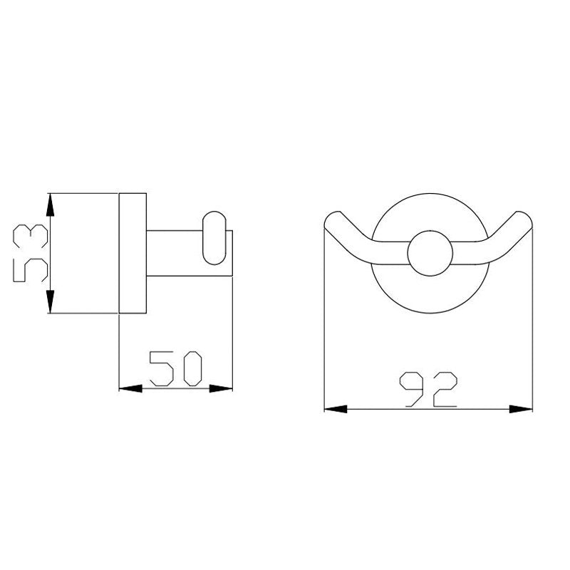 Ovia Round Chrome Solid Brass Double Robe Hook Wall Mounted