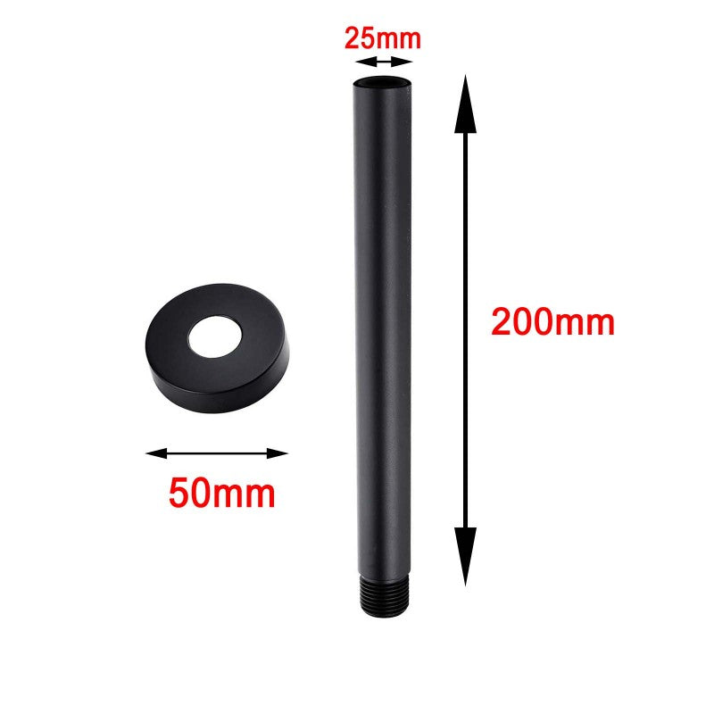 Aquaperla Round Black Ceiling Shower Arm 200mm