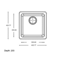 Aquaperla 420mm White Granite Square Kitchen Sink Single Bowl